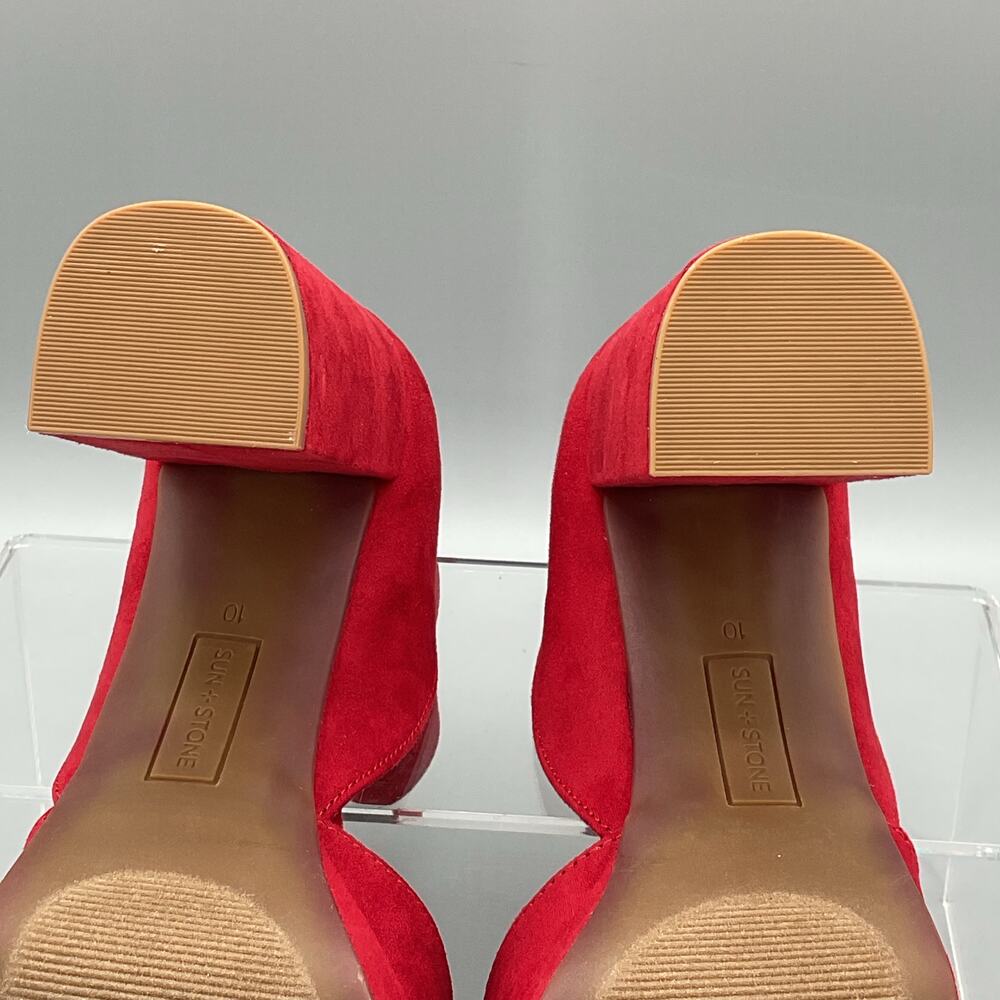 NEW Sun + Stone Women’s Reema Peep Toe Platform Sandals Cherry Size 10M - Picture 9 of 10